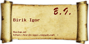 Birik Igor névjegykártya